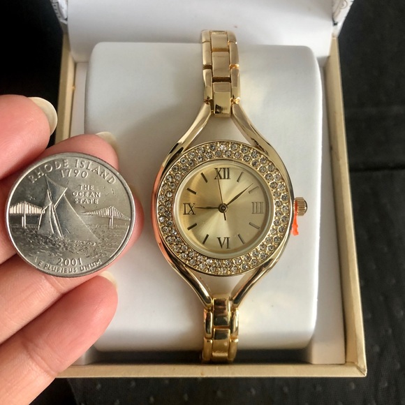 NEW Charter Club Gold Tone Watch with Crystals - Picture 2 of 6